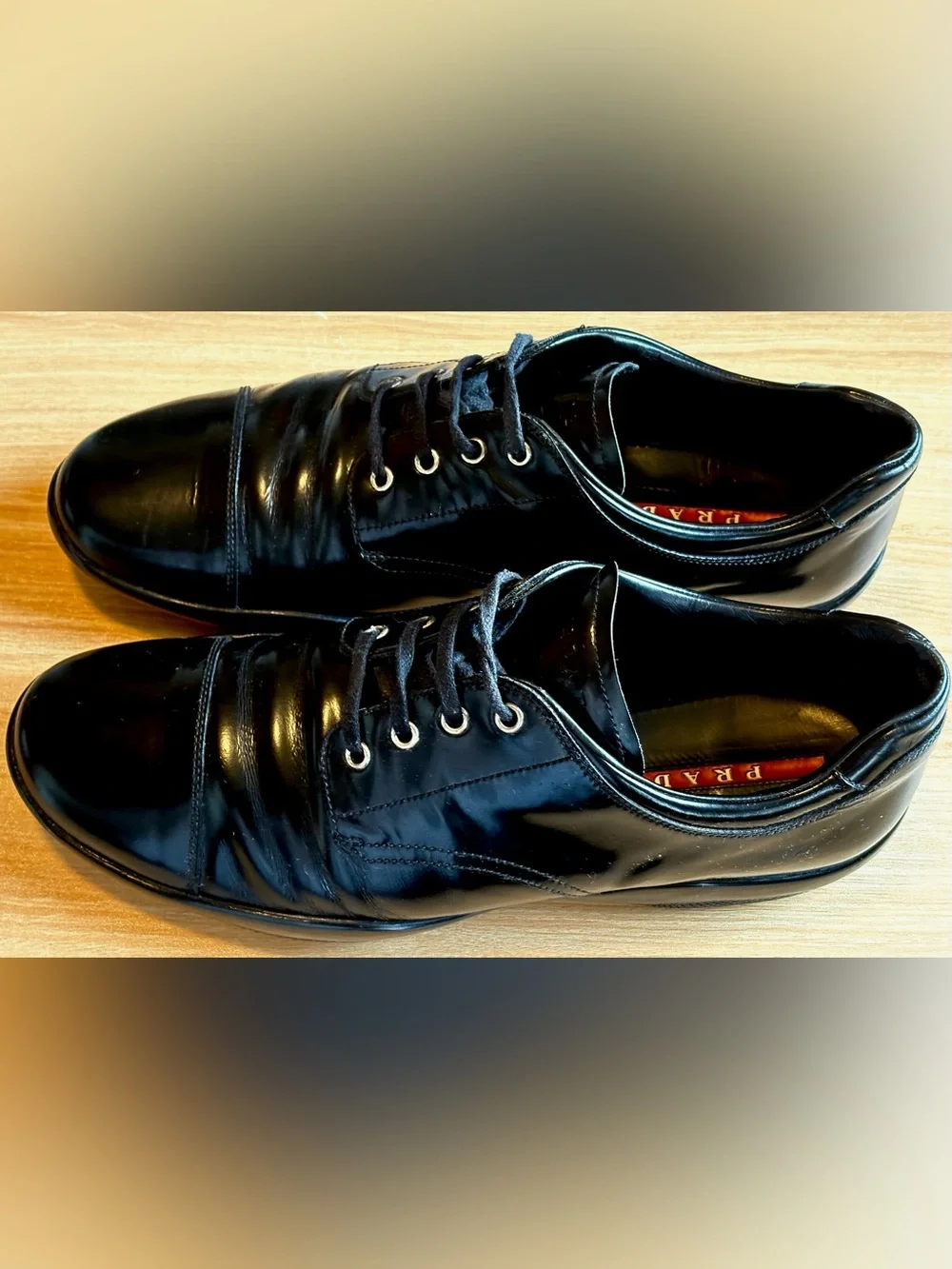 Vintage Prada Black Men's Lace-Up Derby Shoes